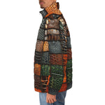 Down-Padded Puffer Jacket Colorful Leather Mosaic
