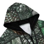 Men's Zip Up Hoodie Alligator Patchwork Print