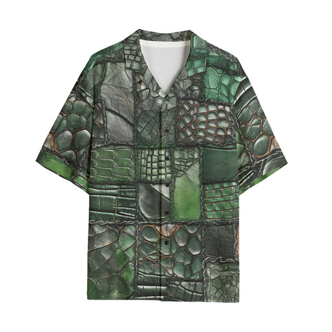 Hawaiian Shirt Alligator Patchwork Print