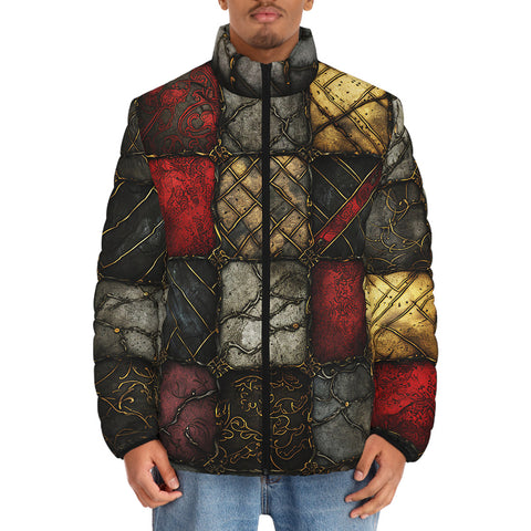 Down-Padded Puffer Jacket Gothic Tiles Pattern