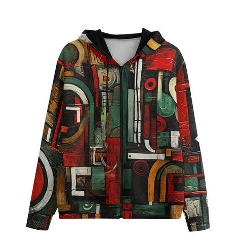 Men's Zip Up Hoodie Modern Art