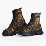 Casual Leather Chunky Boots Steampunk Art