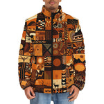 Down-Padded Puffer Jacket African Art Pattern