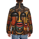 Down-Padded Puffer Jacket Tribal Wooden Art