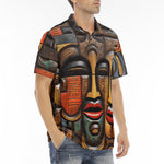 Men's Polo Shirt Tribal Wooden Art