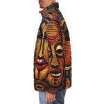 Down-Padded Puffer Jacket Tribal Wooden Art