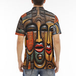 Men's Polo Shirt Tribal Wooden Art