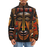 Down-Padded Puffer Jacket African Masks Art