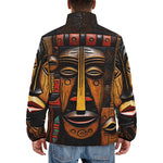Down-Padded Puffer Jacket African Masks Art