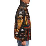 Down-Padded Puffer Jacket African Masks Art