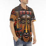 Men's Polo Shirt African Masks Art