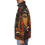 Down-Padded Puffer Jacket African Masks Art