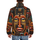Down-Padded Puffer Jacket Faces Carved in Wood