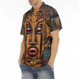 Men's Polo Shirt Faces Carved in Wood