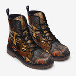 Leather Boots Wooden Colorful Tribal Faces