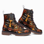 Leather Boots Wooden Colorful Tribal Faces