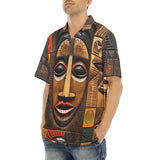 Hawaiian Shirt Wooden Colorful Tribal Faces