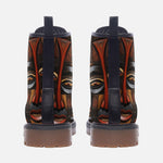 Leather Boots Wooden Colorful Tribal Faces