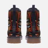 Leather Boots Wooden Colorful Tribal Faces