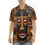 Men's Polo Shirt African Wooden Art