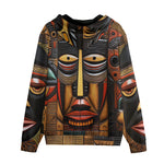 Men's Zip Up Hoodie African Wooden Art