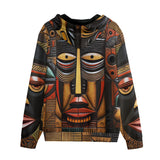 Men's Zip Up Hoodie African Wooden Art