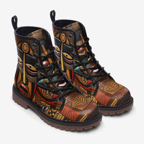 Leather Boots African Wooden Art