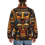 Down-Padded Puffer Jacket African Carved Masks