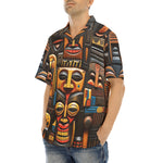 Hawaiian Shirt African Carved Masks