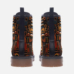 Leather Boots African Carved Masks