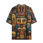 Hawaiian Shirt African Carved Masks