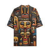 Hawaiian Shirt African Carved Masks