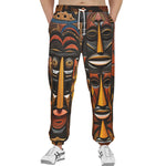 Men's Sweatpants Tribal African Wooden Carved Art