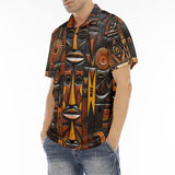 Men's Polo Shirt Tribal African Wooden Carved Art