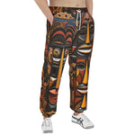 Men's Sweatpants Tribal African Wooden Carved Art