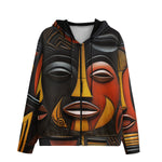 Men's Zip Up Hoodie Woden Carved Masks