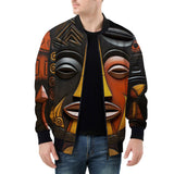 Bomber Jacket Woden Carved Masks