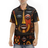 Men's Polo Shirt Woden Carved Masks