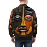 Bomber Jacket Woden Carved Masks