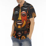 Men's Polo Shirt Woden Carved Masks