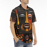 Men's Polo Shirt Woden Carved Masks