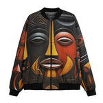 Bomber Jacket Woden Carved Masks