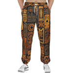 Men's Sweatpants Carved Wood Tribal Symbols