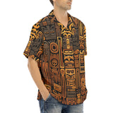 Hawaiian Shirt Carved Wood Tribal Symbols