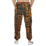 Men's Sweatpants Carved Wood Tribal Symbols