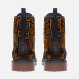 Leather Boots Carved Wood Tribal Symbols