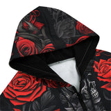 Men's Zip Up Hoodie Gothic Skulls and Roses