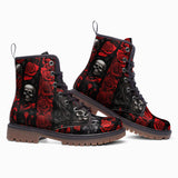 Leather Boots Gothic Skulls and Roses