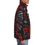 Down-Padded Puffer Jacket Gothic Skulls and Roses
