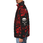 Down-Padded Puffer Jacket Gothic Skulls and Roses